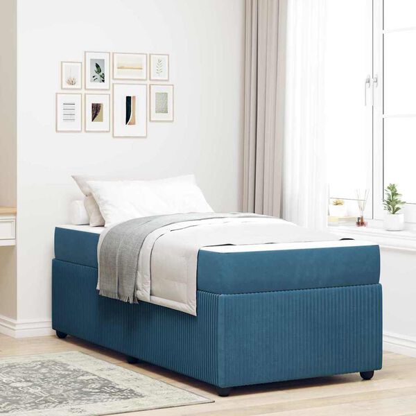 vidaXL Estructura de cama con colch&oacute;n Azul 80 x 200 cm tela