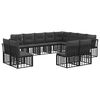 vidaXL Conjunto de sof&aacute;s de exterior Negro y Gris oscuro Poli&eacute;ster