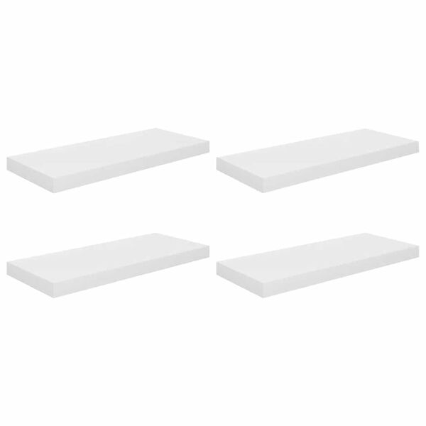 vidaXL Estante flotante de pared 4 uds MDF blanco brillo 60x23,5x3,8cm