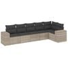 vidaXL Set de sof&aacute;s de jard&iacute;n 6 pzas y cojines rat&aacute;n sint&eacute;tico gris