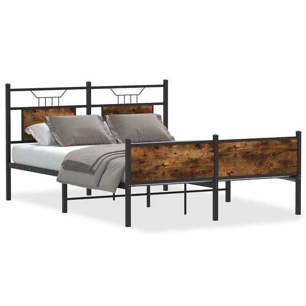 vidaXL Estructura de cama sin colch&oacute;n madera roble ahumado 150x200 cm