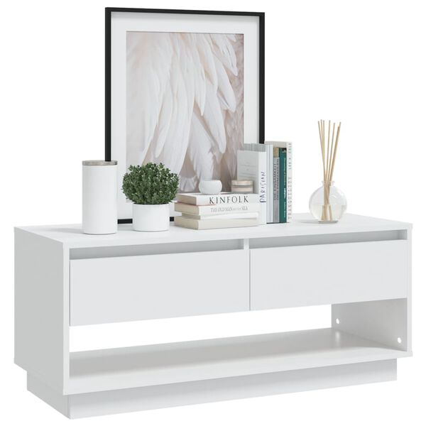vidaXL Mueble para TV madera contrachapada blanco 102x41x44 cm