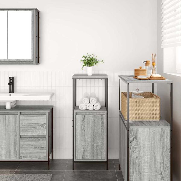 vidaXL Mueble de baño con estantes gris Sonoma 36x35x95 cm