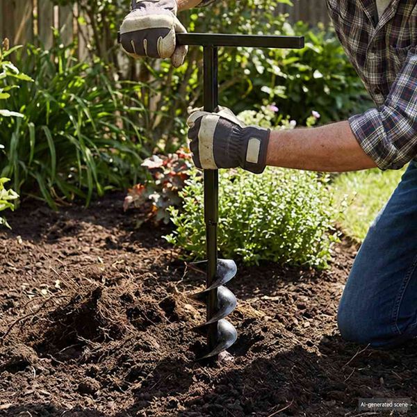 Taladro De Tierra Con Mango 120 mm Con Tubo De Extensi&oacute;n 9 M Acero