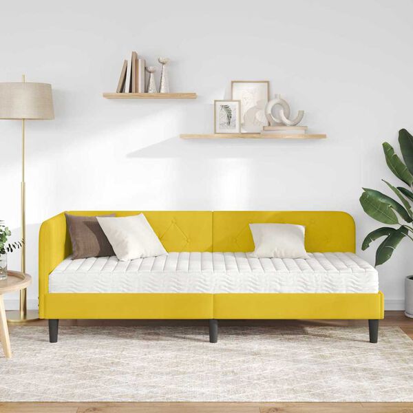 vidaXL Estructura de cama en esquina Amarillo 80 x 200 cm Terciopelo