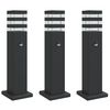 vidaXL L&aacute;mparas suelo exterior con sensor 3 uds aluminio negro 50 cm
