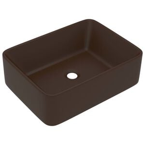 vidaXL Lavabo de lujo cer&aacute;mica marr&oacute;n oscuro mate 41x30x12 cm