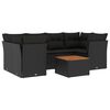 vidaXL Set de comedor de jard&iacute;n 7 pzas y cojines rat&aacute;n sint&eacute;tico negro