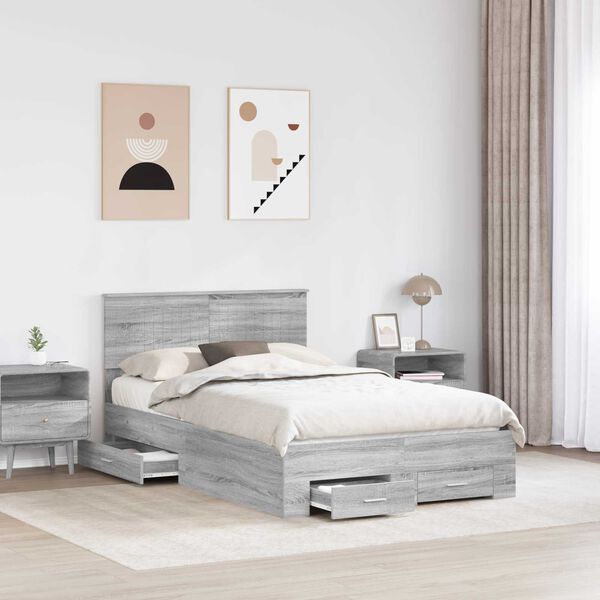 vidaXL Estructura de cama con cabecera Gris Sonoma 120 x 200 cm