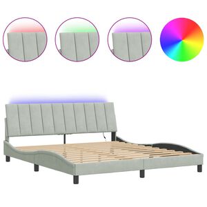 vidaXL Estructura de cama con LED sin colch&oacute;n Hanko terciopelo gris claro 180x200 cm