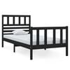 vidaXL Estructura cama madera maciza individual negro 75x190 cm