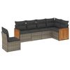 vidaXL Set de muebles de jard&iacute;n 6 pzas y cojines rat&aacute;n sint&eacute;tico gris
