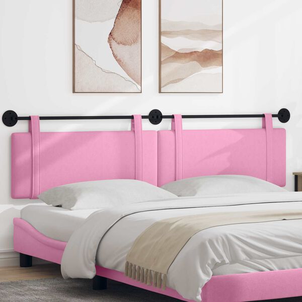 vidaXL Cabecera Colgante Montaje en la pared Rosa 210 x 55 x 5 cm tela