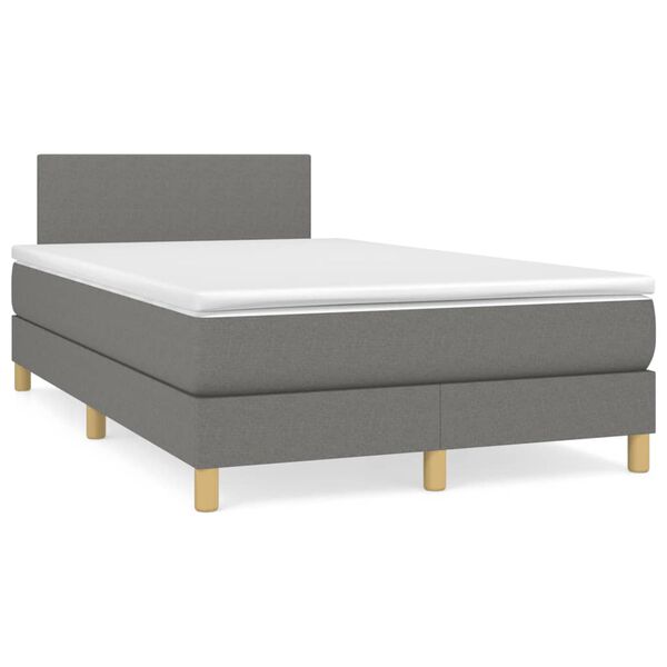 vidaXL Cama box spring con colch&oacute;n tela gris oscuro 120x190 cm