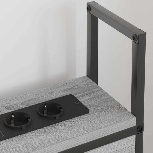 vidaXL Cabecero de Almacenamiento con Estaci&oacute;n de Carga Gris sonoma