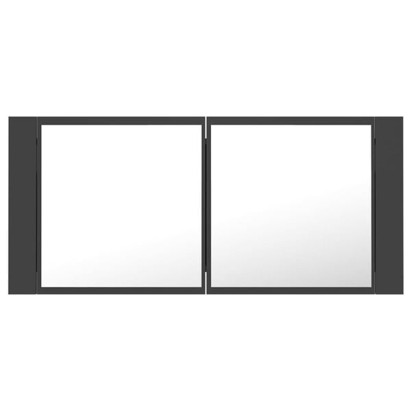 vidaXL Armario espejo de ba&ntilde;o con luz LED acr&iacute;lico gris 100x12x45 cm