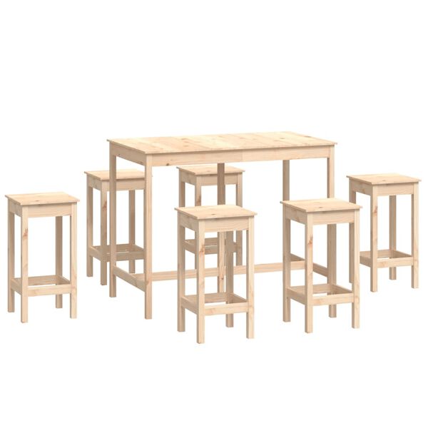 vidaXL Set de bar 7 piezas madera maciza de pino