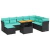 vidaXL Set de sof&aacute;s de jard&iacute;n 6 piezas y cojines rat&aacute;n sint&eacute;tico negro