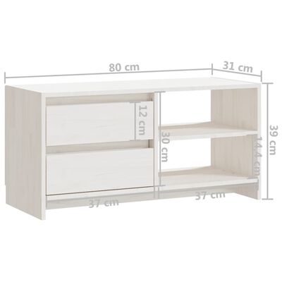 vidaXL Mueble para TV de madera maciza de pino blanco 80x31x39 cm