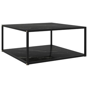 vidaXL Mesa de centro negra vidrio templado 80x80x35 cm