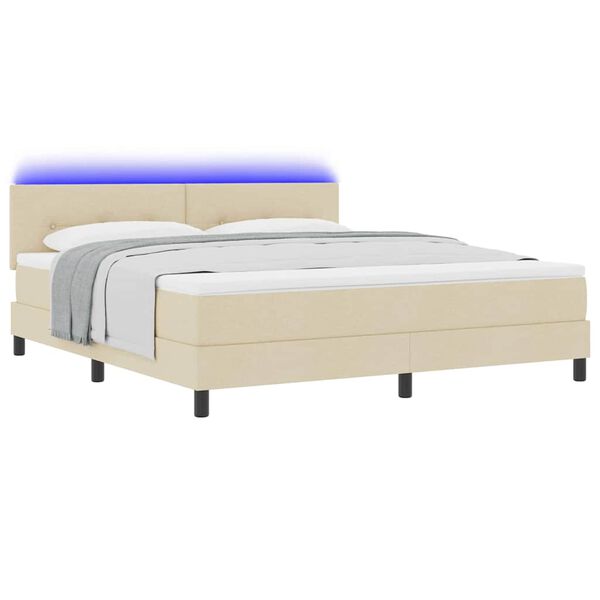 vidaXL Cama tipo Box Spring con colch&oacute;n Crema 180 x 200 cm tela