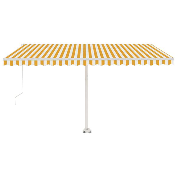 vidaXL Toldo retr&aacute;ctil manual con LED amarillo y blanco 450x300 cm