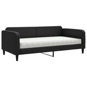 vidaXL Sof&aacute; cama con colch&oacute;n tela negro 100x200 cm