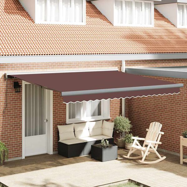 vidaXL Toldo retr&aacute;ctil manual marr&oacute;n 400x300 cm