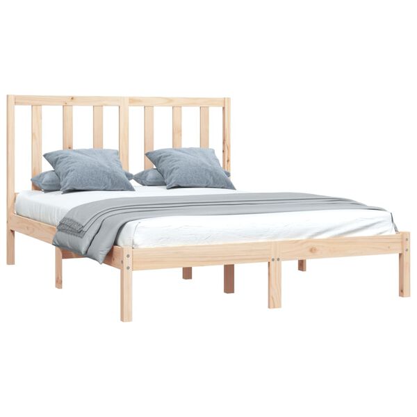 vidaXL Estructura de cama sin colch&oacute;n madera maciza pino 140x190 cm