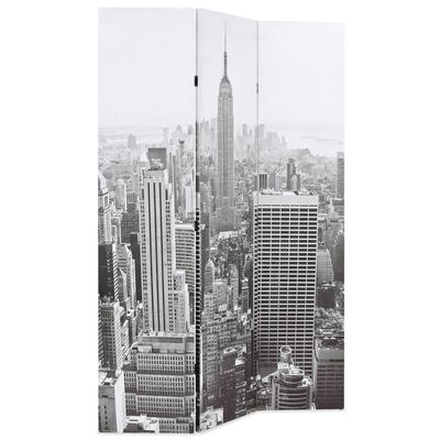 vidaXL Biombo divisor plegable 120x170 cm Nueva York blanco y negro
