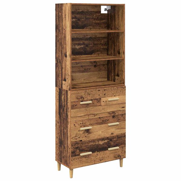 vidaXL Aparador alto con caj&oacute;n Madera envejecida 69,5 x 32,5 x 180 cm