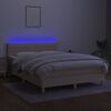 vidaXL Cama box spring colch&oacute;n y luces LED tela crema 140x190 cm