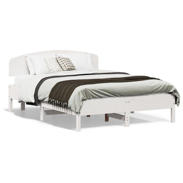 vidaXL Estructura de cama sin colch&oacute;n madera maciza blanca 120x190 cm