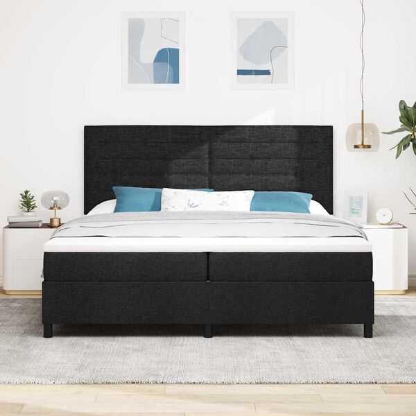 vidaXL Cama tipo Box Spring con colch&oacute;n Negro 200 x 200 cm tela