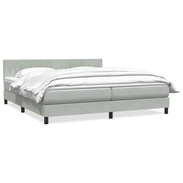 vidaXL Cama box spring con colch&oacute;n terciopelo gris claro 180x210 cm