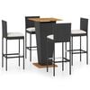 vidaXL Set de muebles de bar de jard&iacute;n 5 pzas y cojines rat&aacute;n PE negro