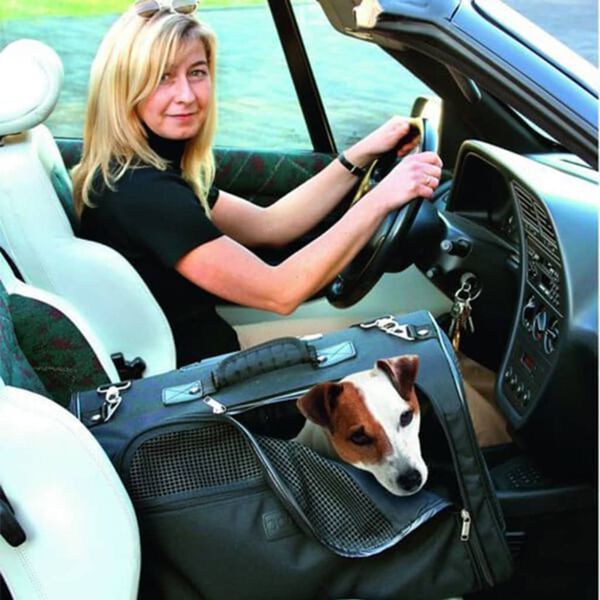 FLAMINGO Bolsa de transporte de mascotas negra Smart Trolley Norton