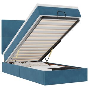 vidaXL Estructura de cama otomana con colchones terciopelo azul oscuro