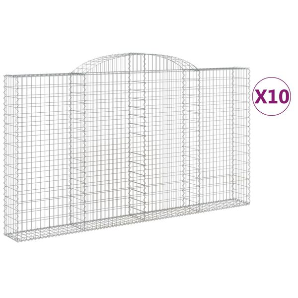 vidaXL Cestas de gaviones 10 uds forma de arco hierro 300x30x160/180cm