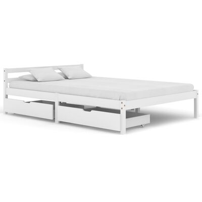 vidaXL Estructura de cama con 2 cajones madera pino blanco 140x200 cm