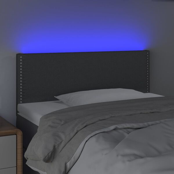 vidaXL Cabecero con LED de tela gris oscuro 100x5x78/88 cm