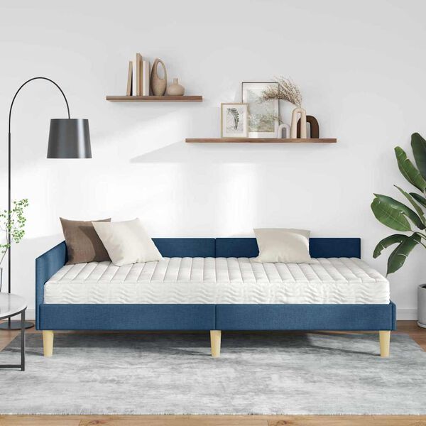 vidaXL Estructura de Cama Esquina con Colch&oacute;n 2 pcs Azul tela