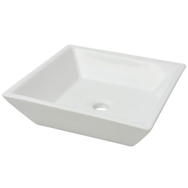 vidaXL Lavabo cuadrado de cer&aacute;mica 41,5x41,5x12 cm blanco