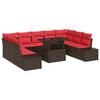 vidaXL Conjunto de sof&aacute; de jard&iacute;n 10 uds. Marr&oacute;n y Rojo