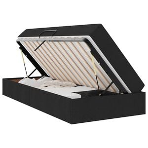 vidaXL Cama con almacenamiento y colch&oacute;n Negro 90 x 190 cm Poli&eacute;ster