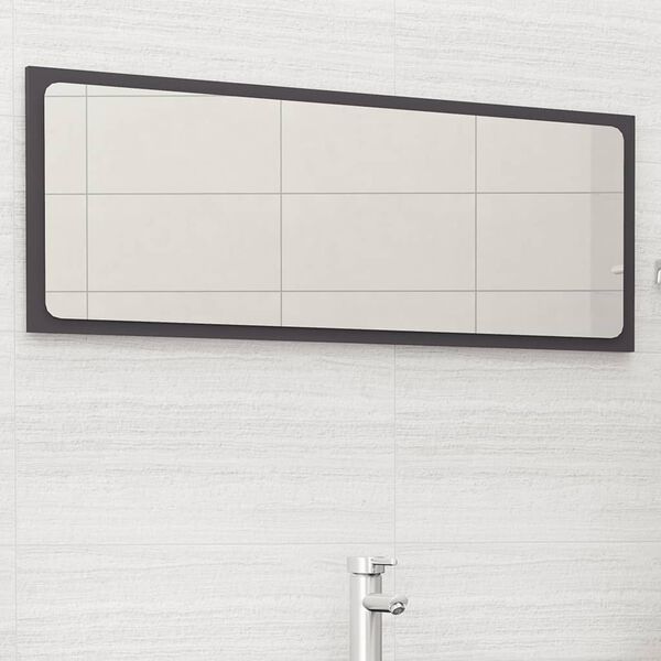vidaXL Espejo de ba&ntilde;o madera contrachapada gris 100x1,5x37 cm