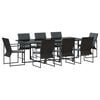 vidaXL Conjunto de Comedor de Jard&iacute;n 9 uds. Negro Acero