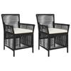 vidaXL Silla de exterior 2 uds. Negro y crema rat&aacute;n sint&eacute;tico