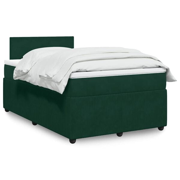 vidaXL Cama box spring con colch&oacute;n terciopelo verde oscuro 120x190 cm