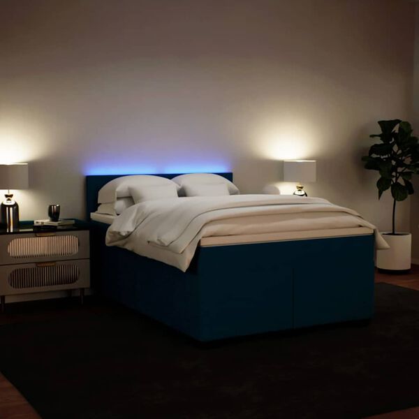 vidaXL Cama box spring con colch&oacute;n terciopelo azul 140x190 cm